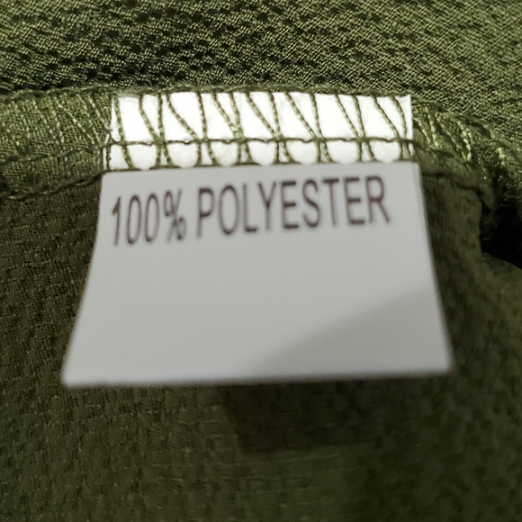 OLIVE GREEN Woman's Blouse Size Large Roll Tab Sleeves - Picture 3 of 6